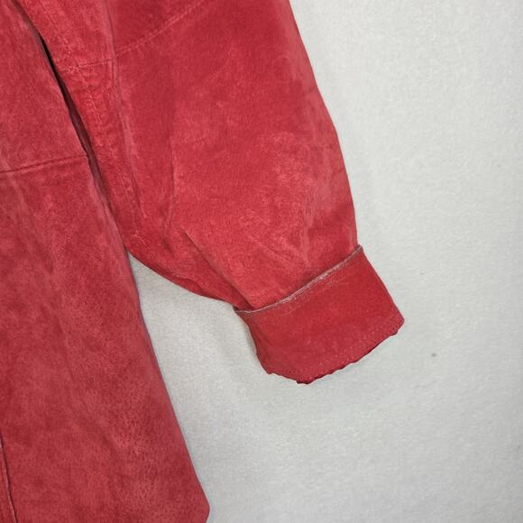 Vtg Nygard Collection Leather Shirt Jacket 16 Petite Womens Red Button Up - Picture 13 of 15